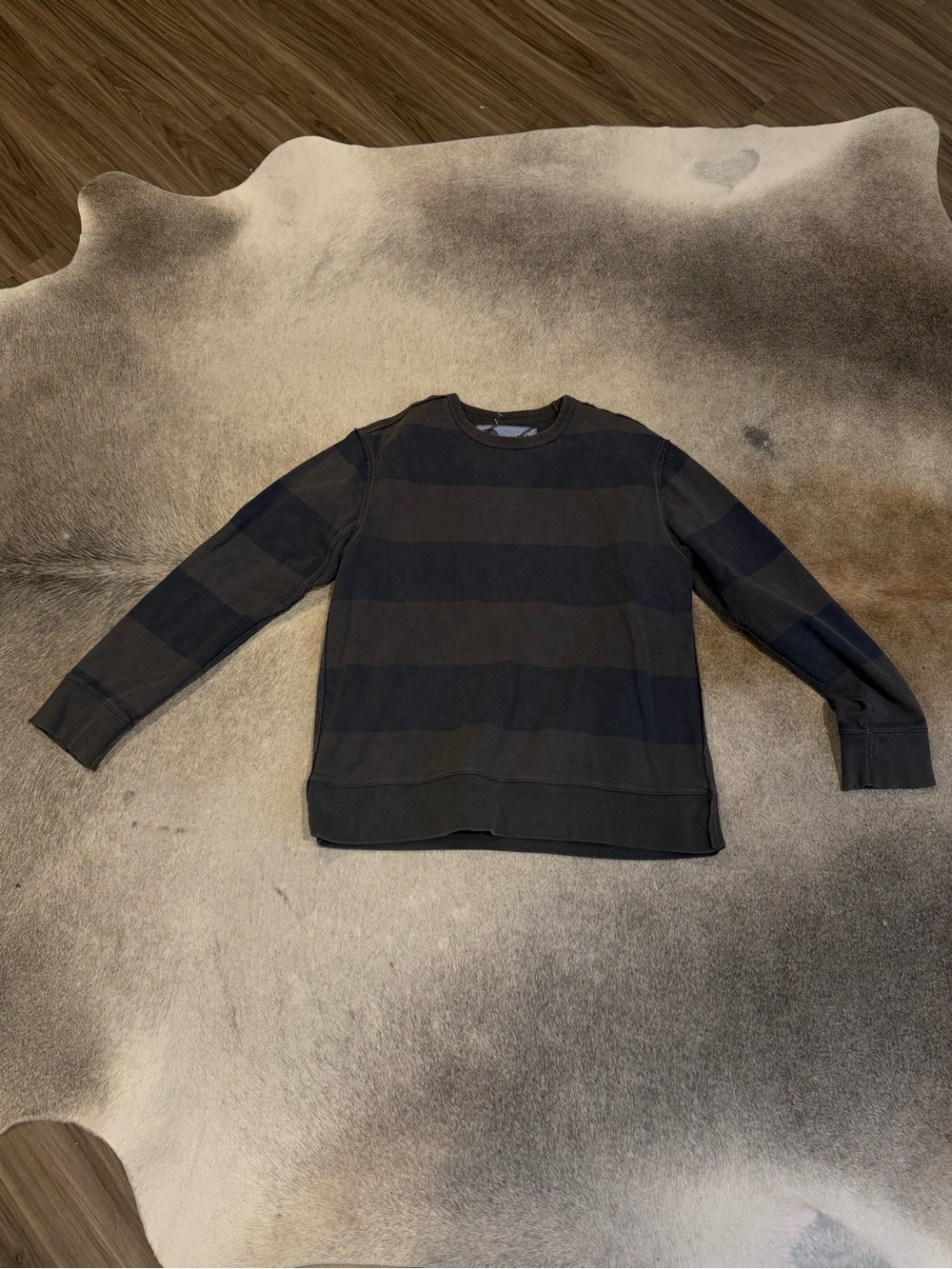 GAP Men's Striped Crewneck Sweater - Black and Brown